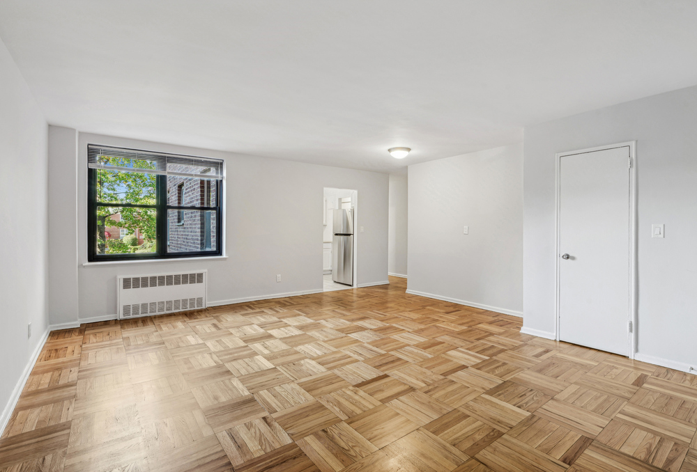 Living room with parquet floors