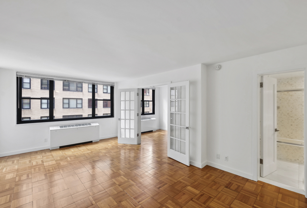 Living room with parquet floors