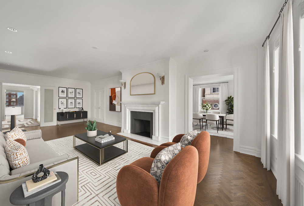 Living Room and Dining at 151 East 80th